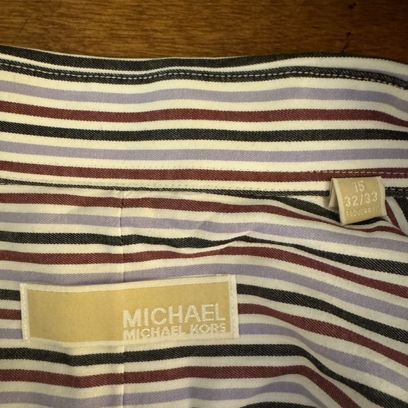 Michael Michael Kors Size 15 32/33 w/Stripes Button-Front Dress Shirt - EUC - Picture 3 of 4